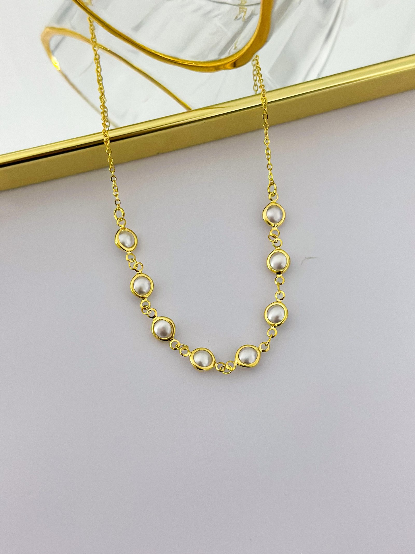 Chocker Folheada Perola 