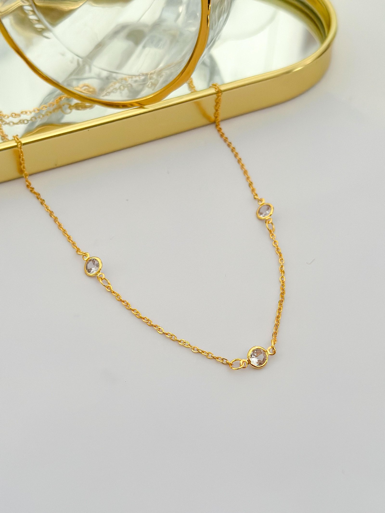 Colar folheado 3 ponto de Luz