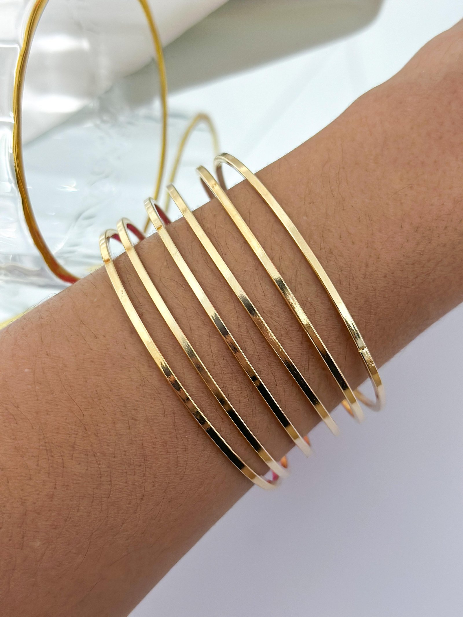 Pulseira Folheada Kit Liso Dourado 