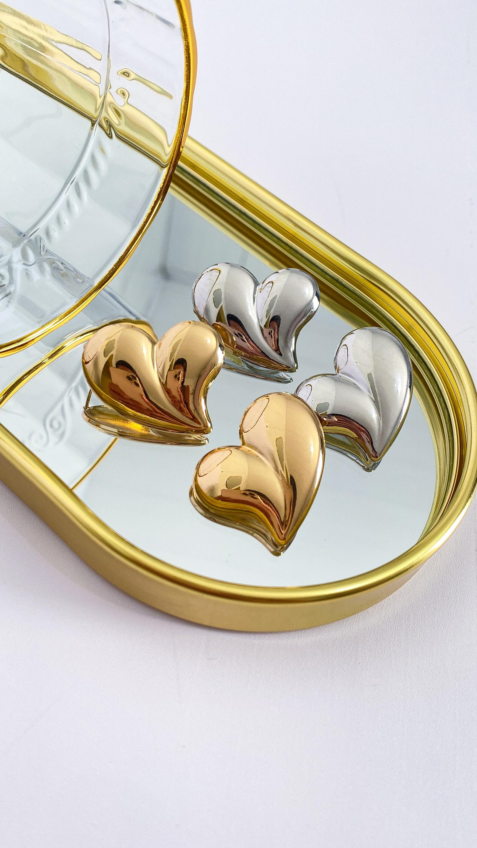 Brinco Folheado Coração G