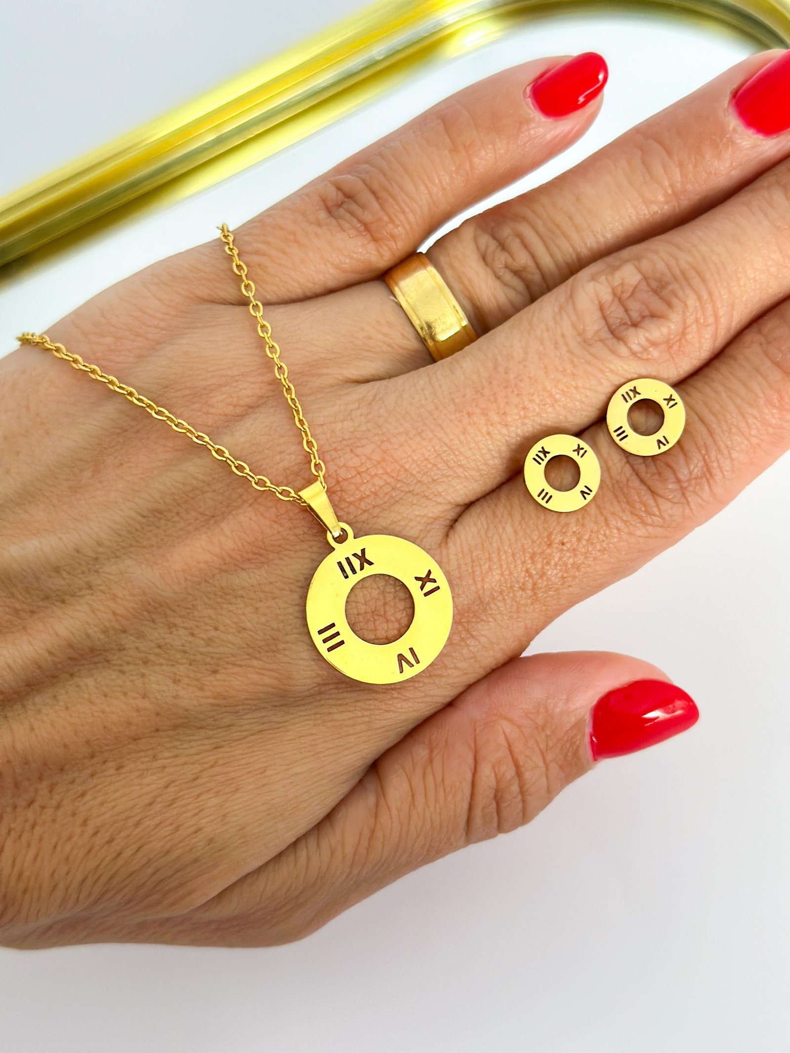 Conjunto Aço Inox Romano Dourado 