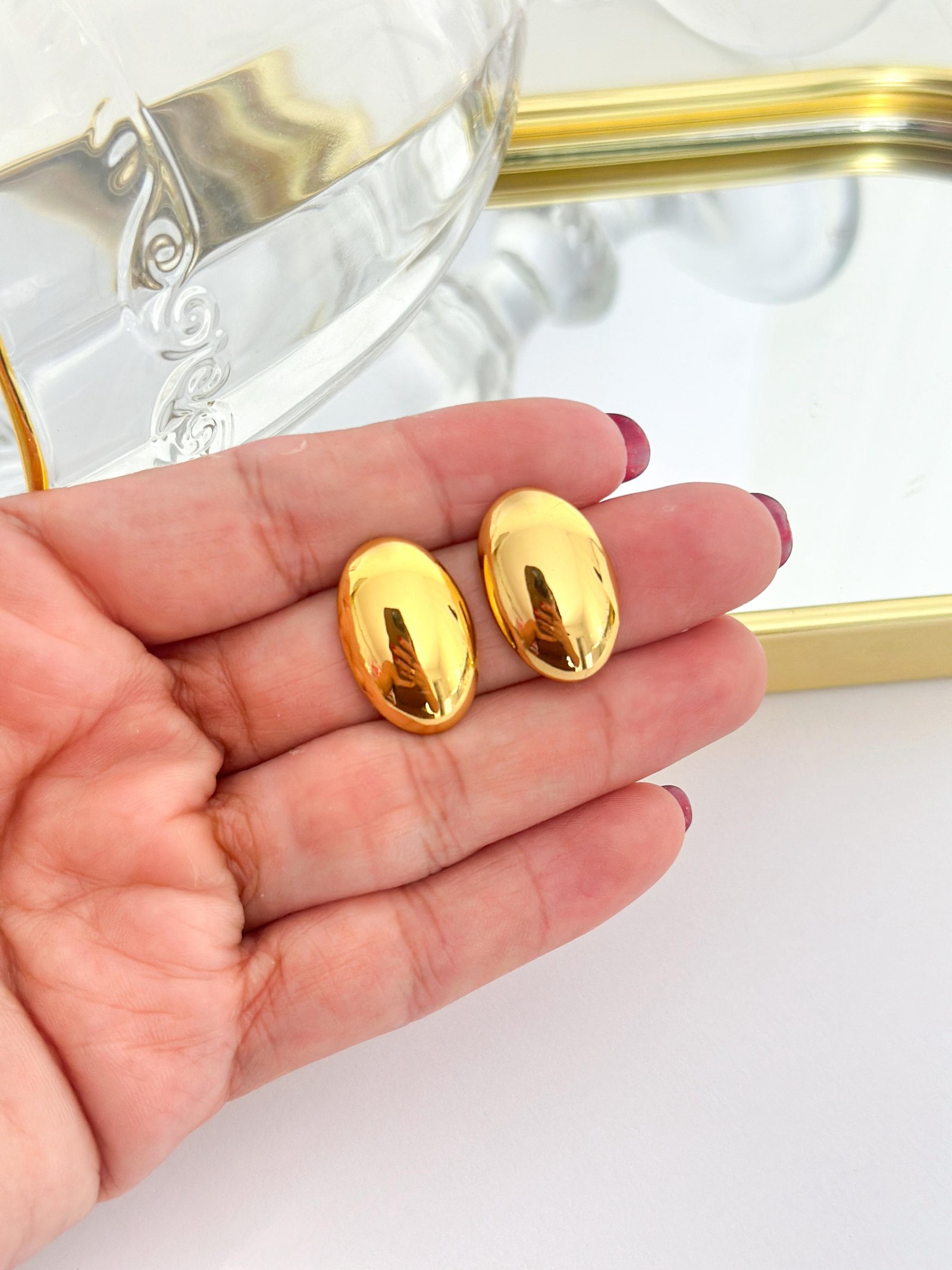 Brinco Aço Inox Oval Oco