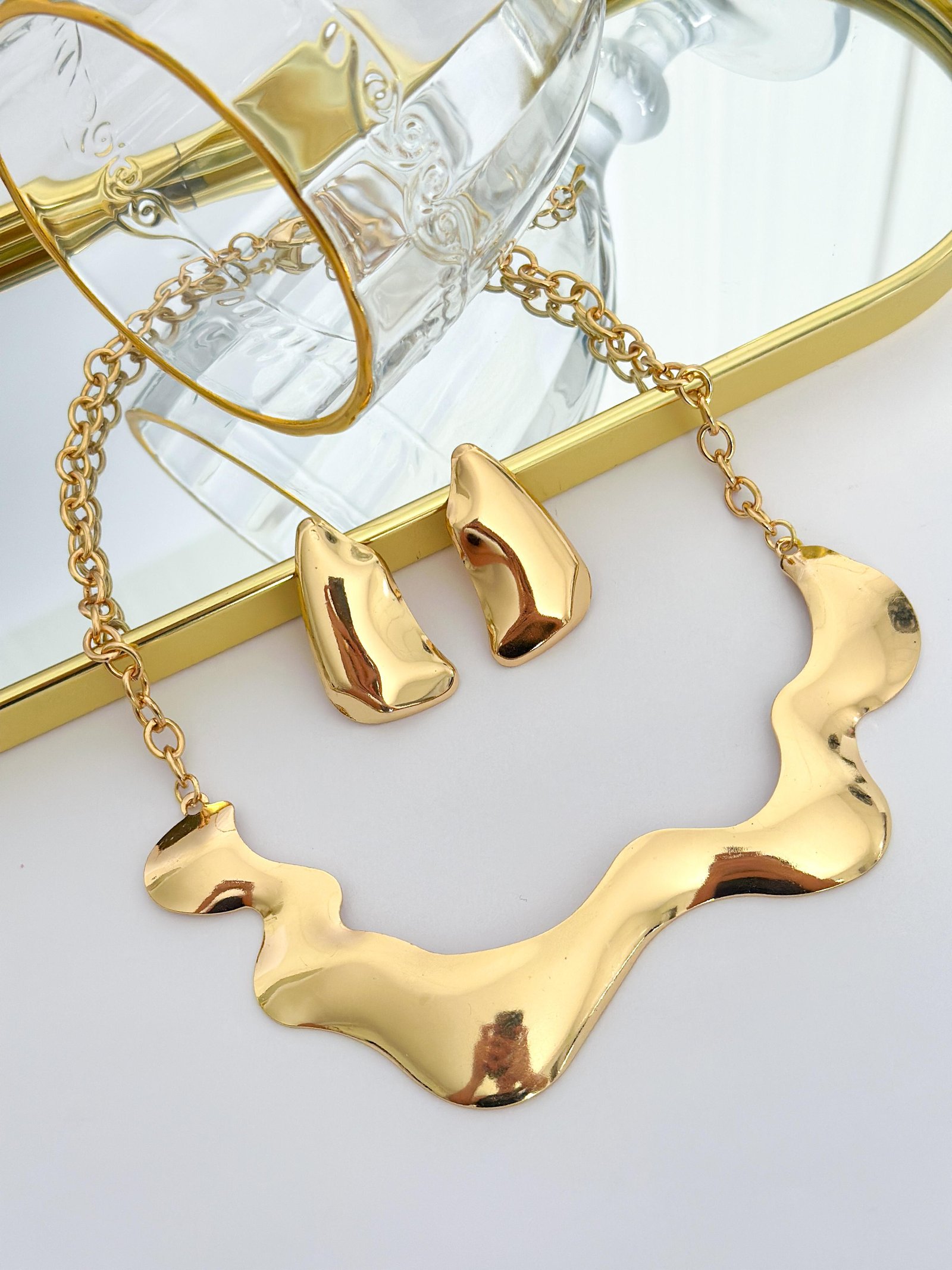 Conjunto Folheado Organico Elegance Dourado