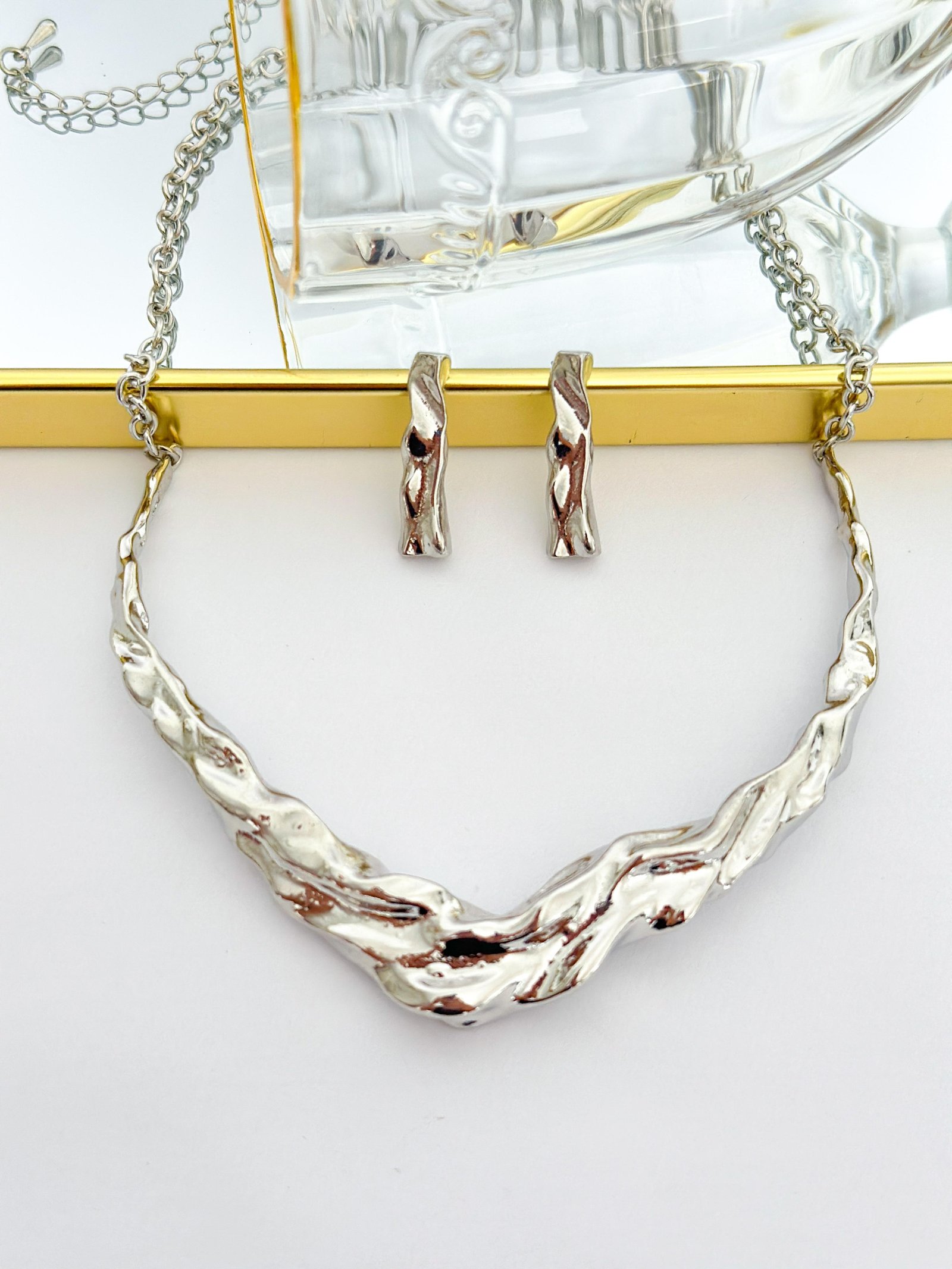 Conjunto Folheado Organico Prata