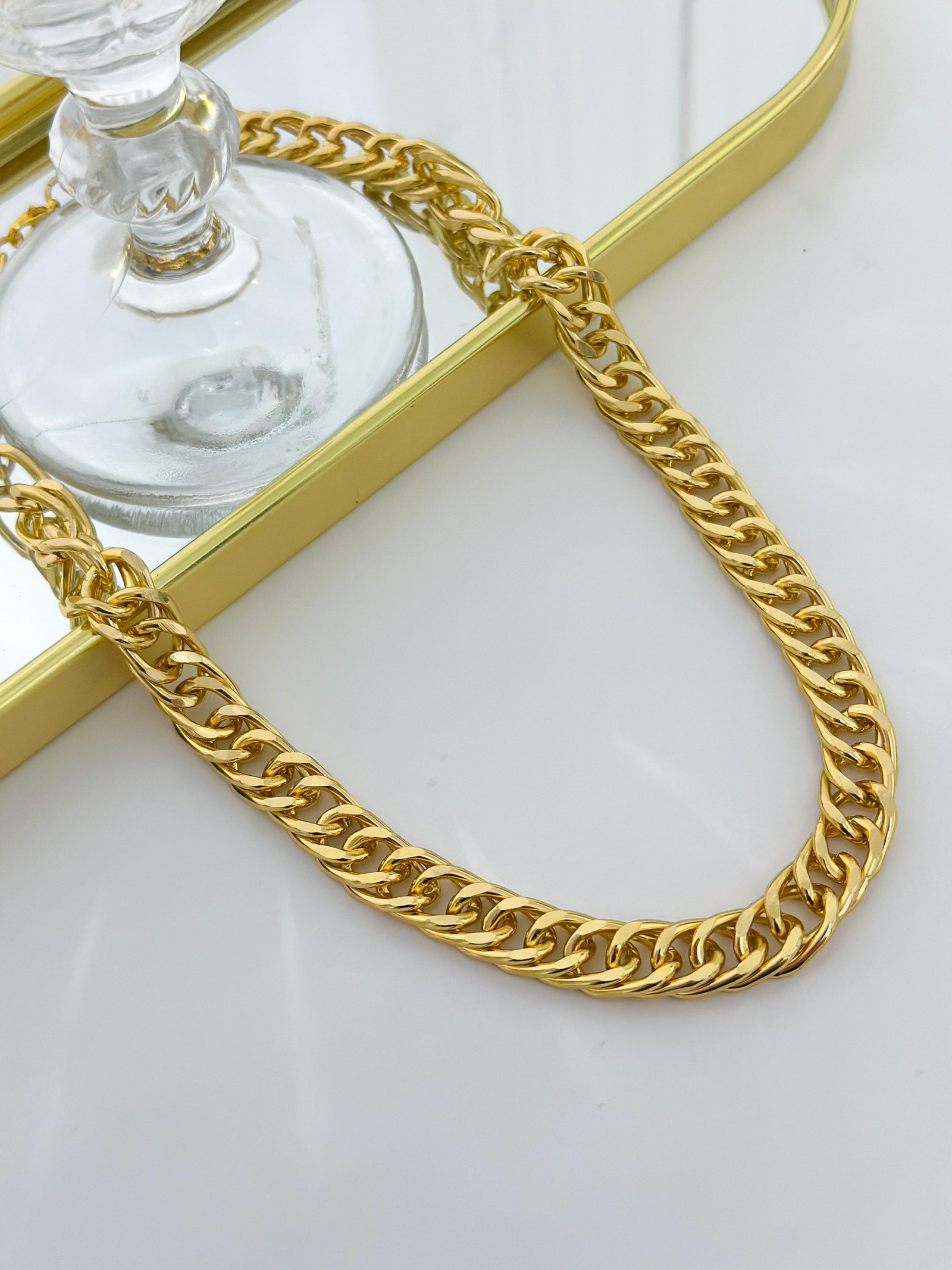 Colar Folheado Correntaria Groumet Dourada