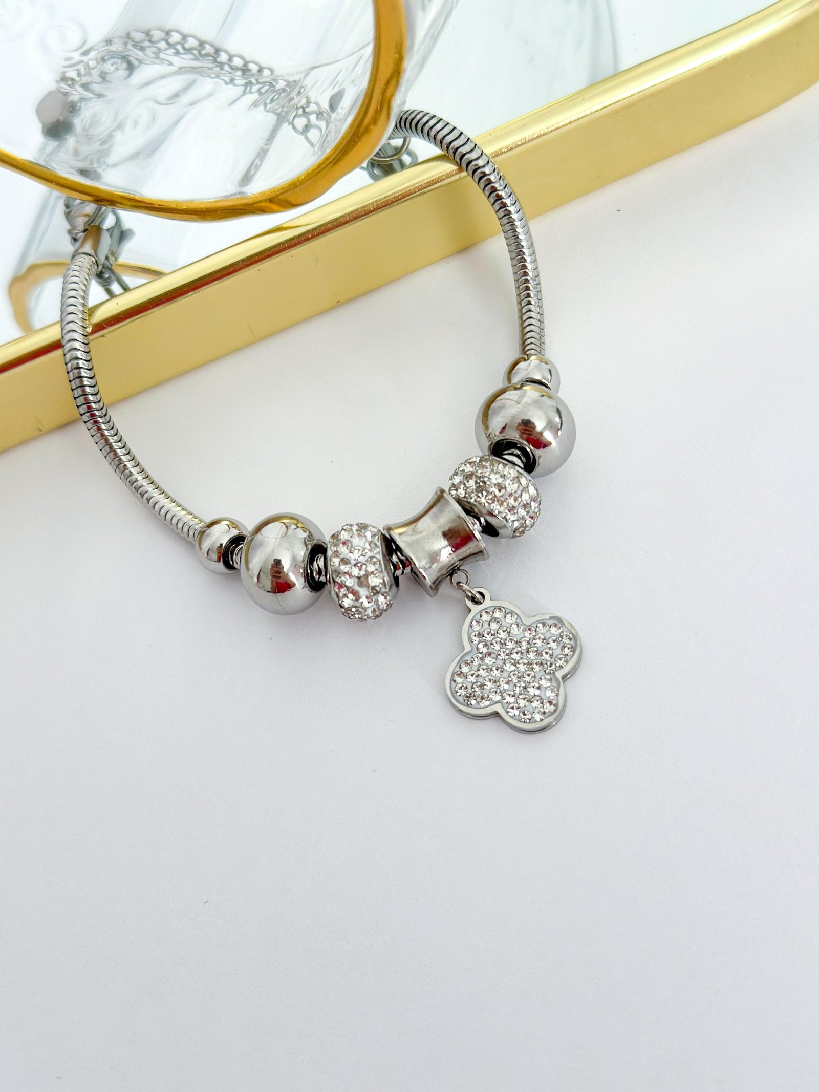 Pulseira Aço Inox Pandora Trevo 