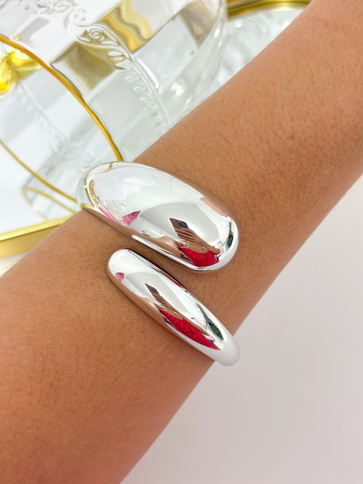 Bracelete Folheado Gota ABS Prata 