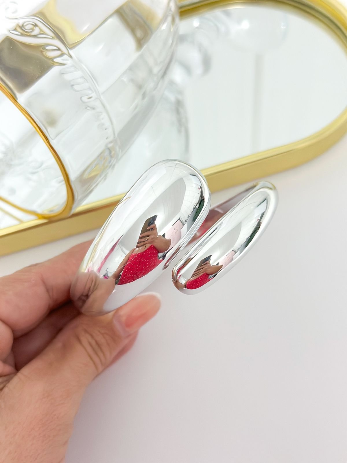 Bracelete Folheado Gota ABS Prata 