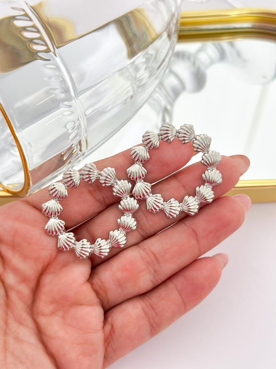 Brinco Folheado Conchas Prata