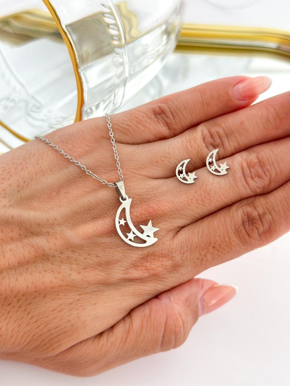 Conjunto Aço Inox Lua Prata  