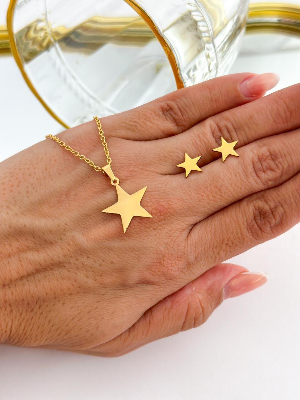 Conjunto Aço Inox Estrela Dourado