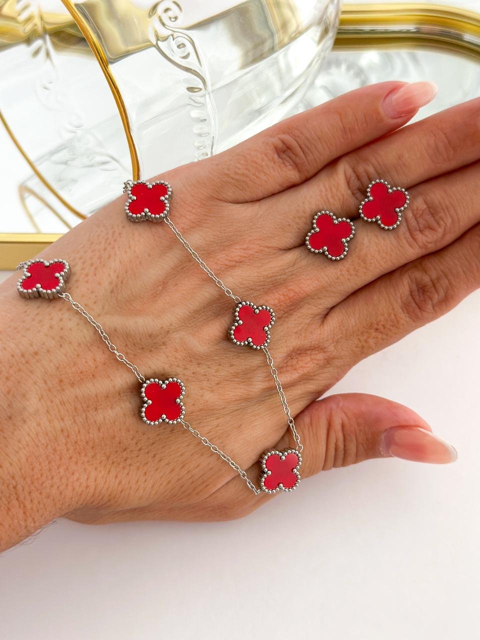 Conjunto Aço Inox Virginia 5 Trevo Prata 