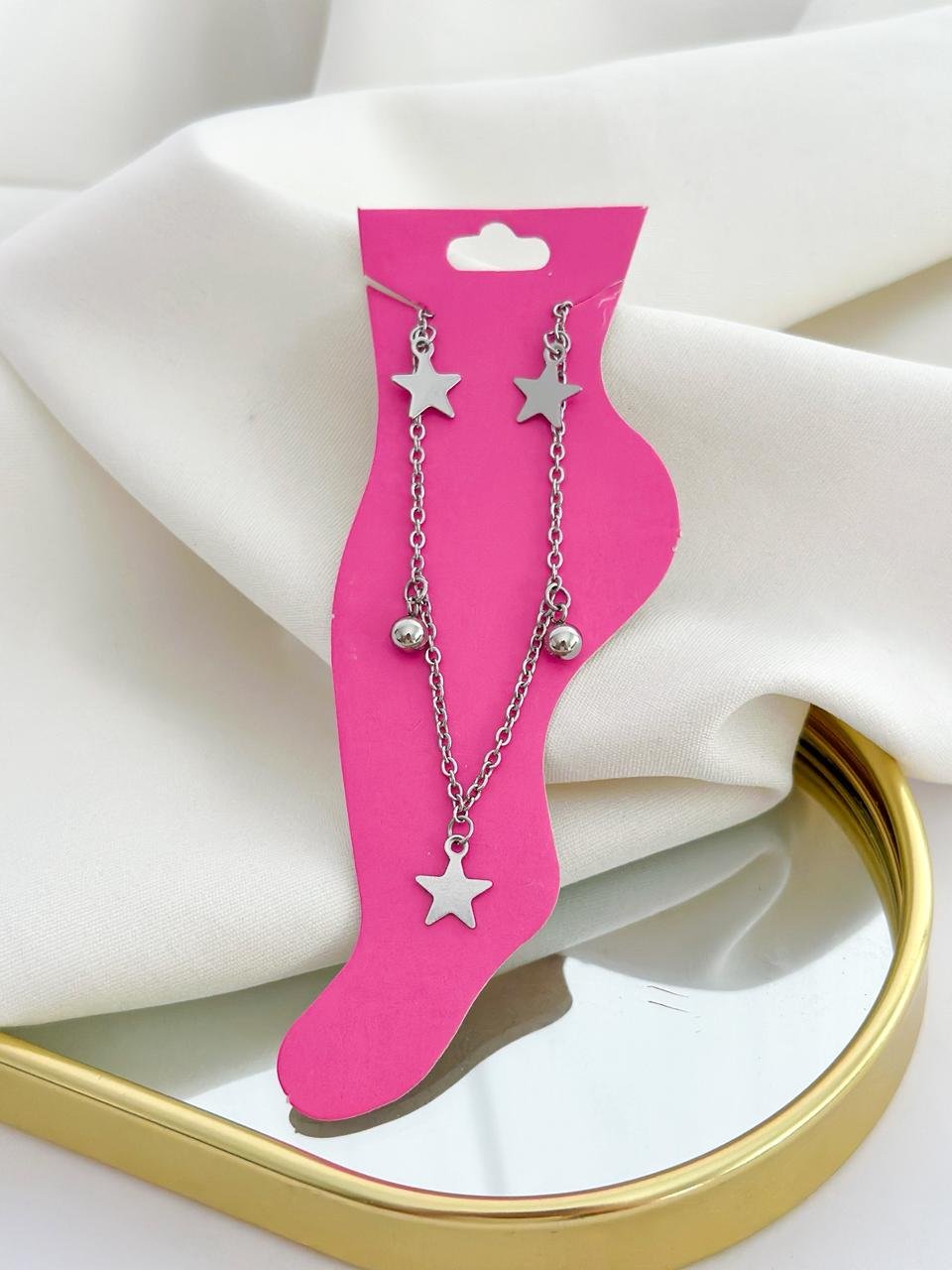 Tornozeleira Aço Inox Estrela Prata