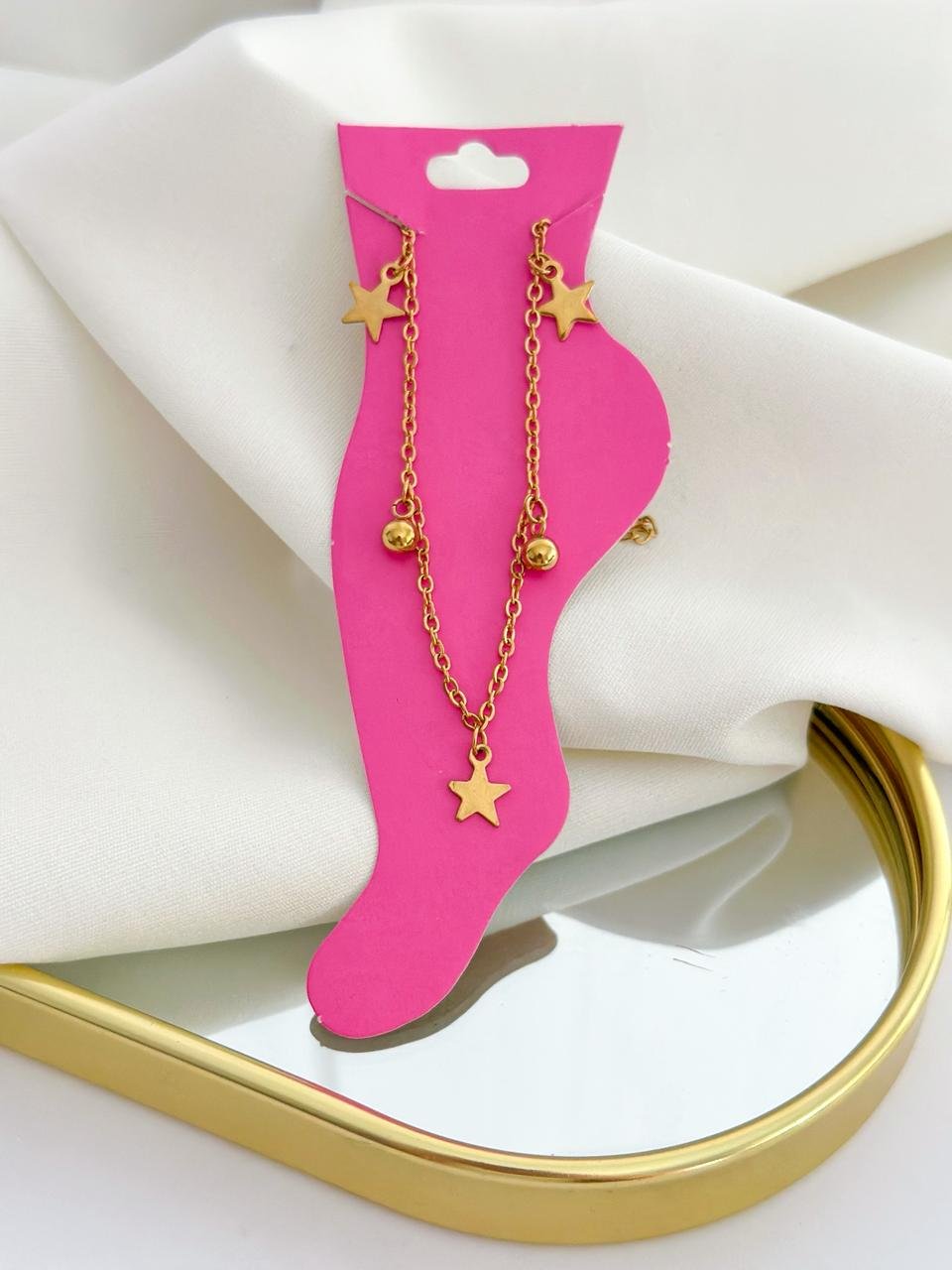 Tornozeleira Aço Inox Estrela Dourada 