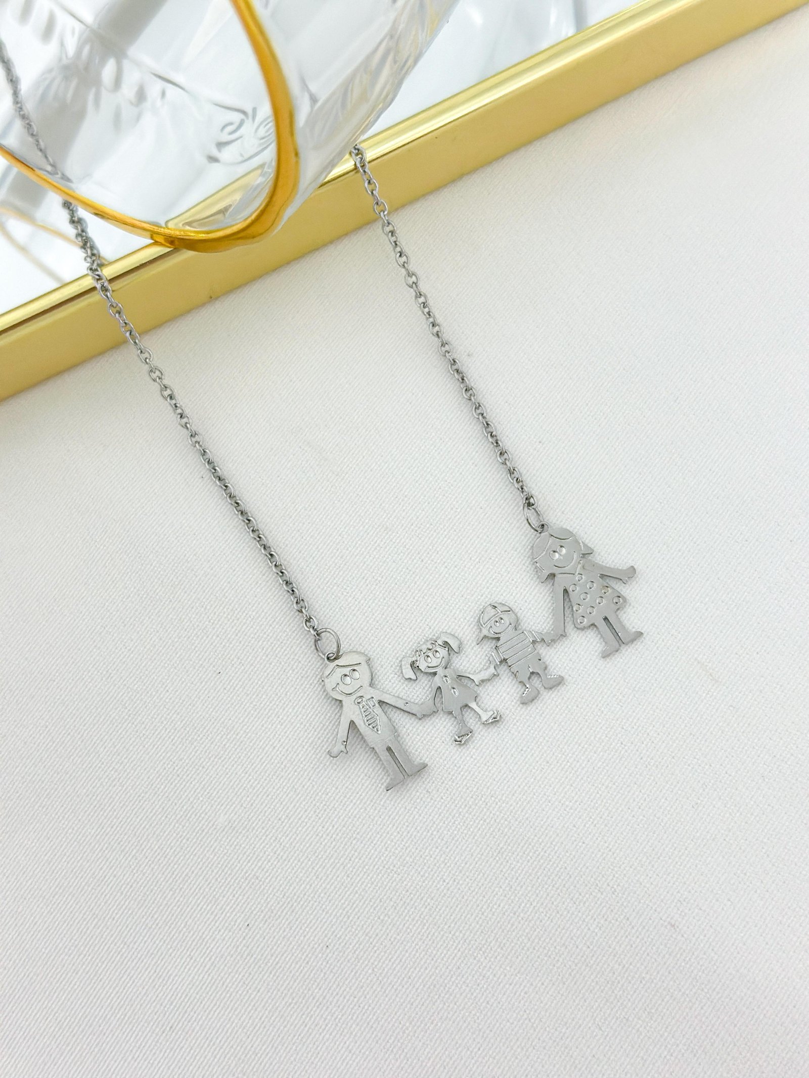 Colar Aço Inox Filhos Prata 