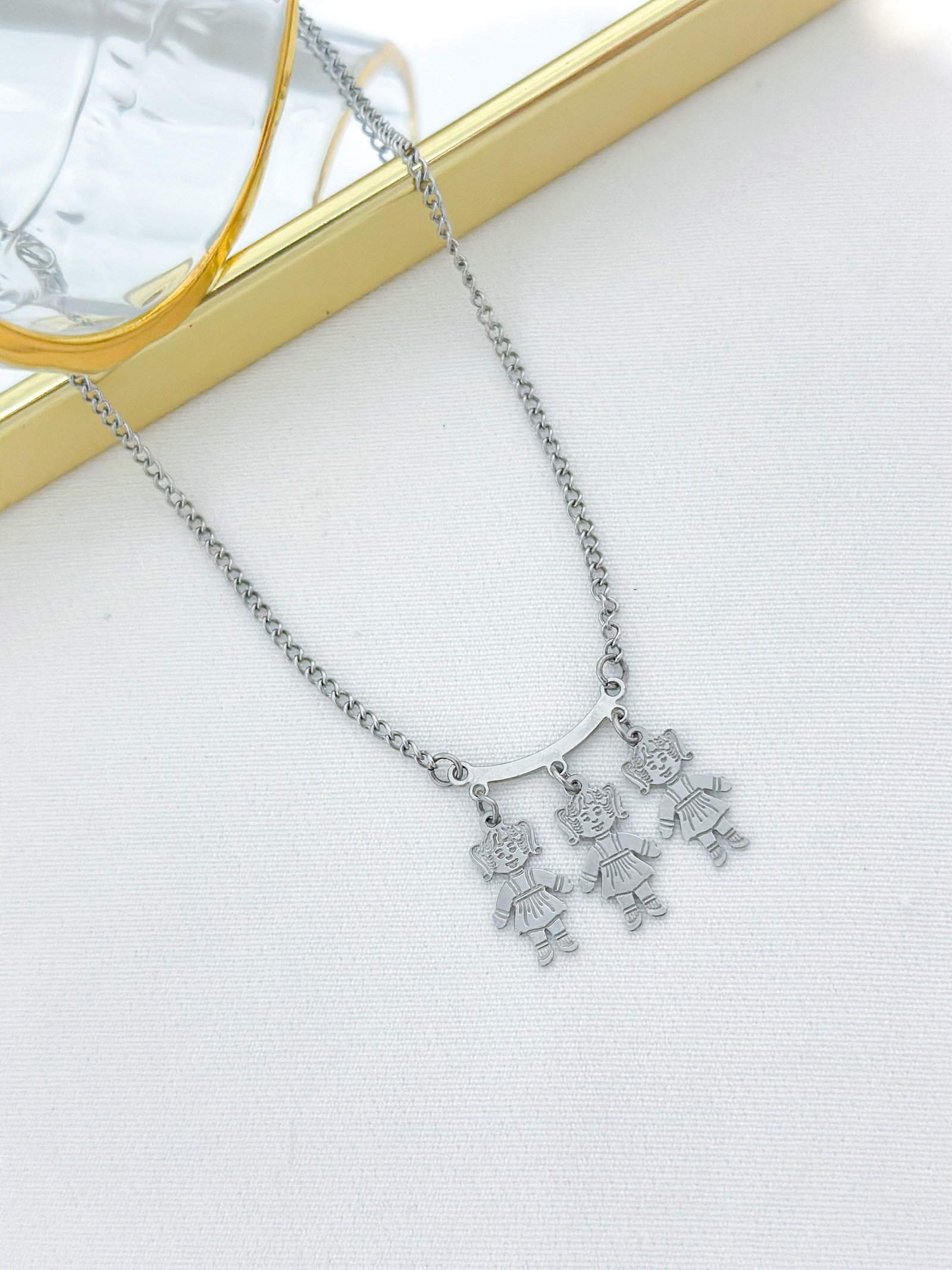 Colar Aço Inox Filhos Prata 