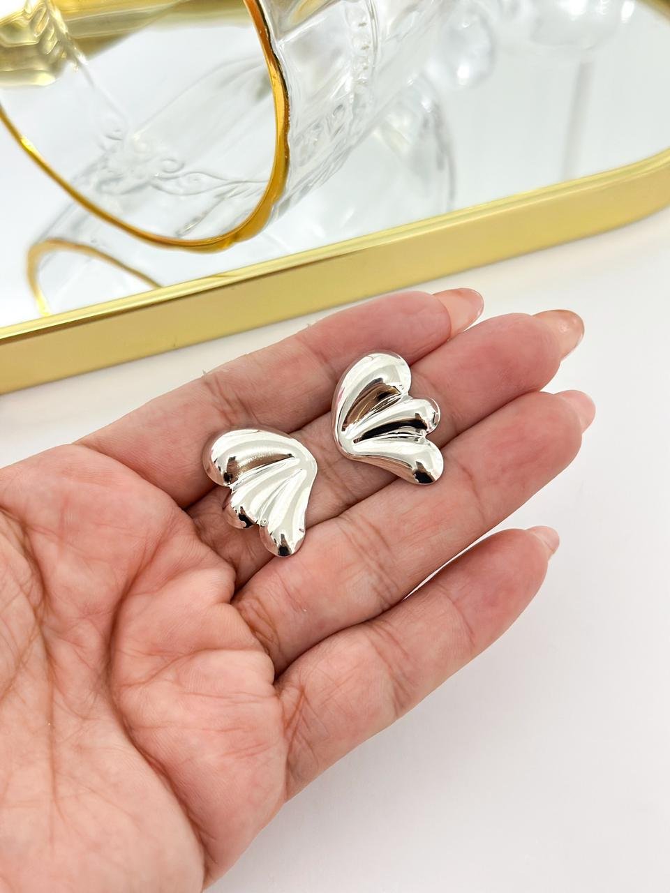 Brinco Folheado Assas De Anjo Prata