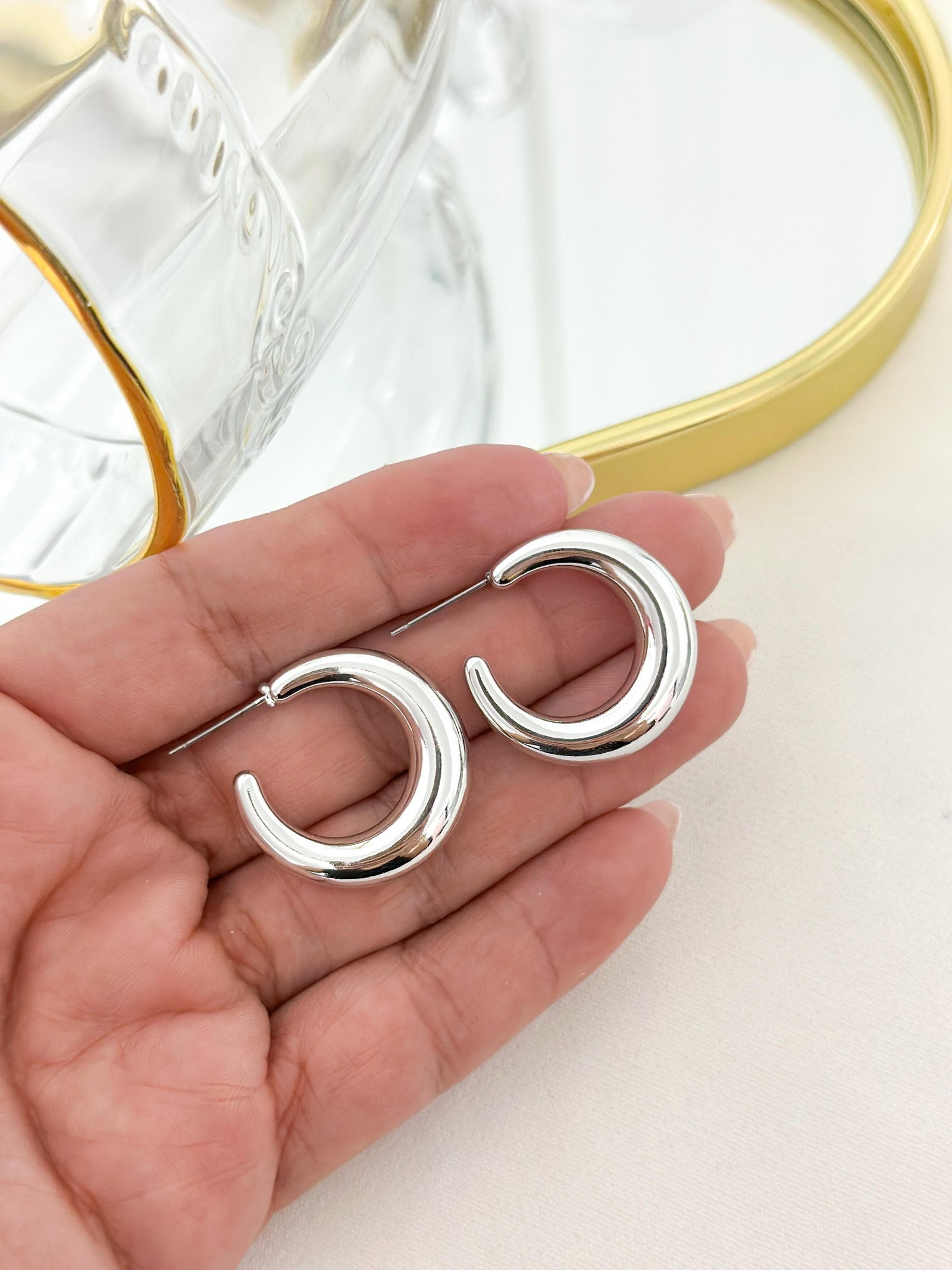 Argola Biju Tubo P Prata