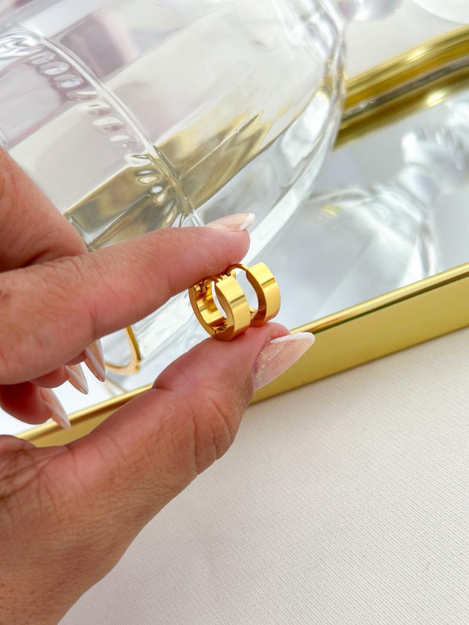 Argolinha Aço Inox Click Dourado