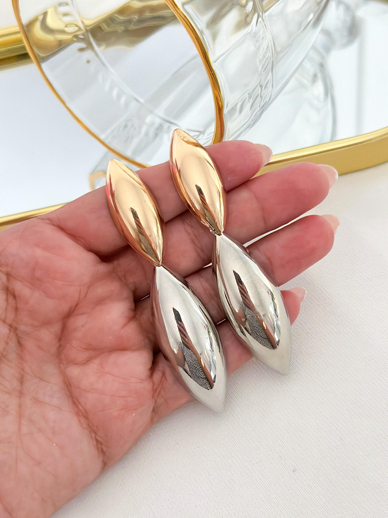 Brinco Folheado Misto Ouro/Prata