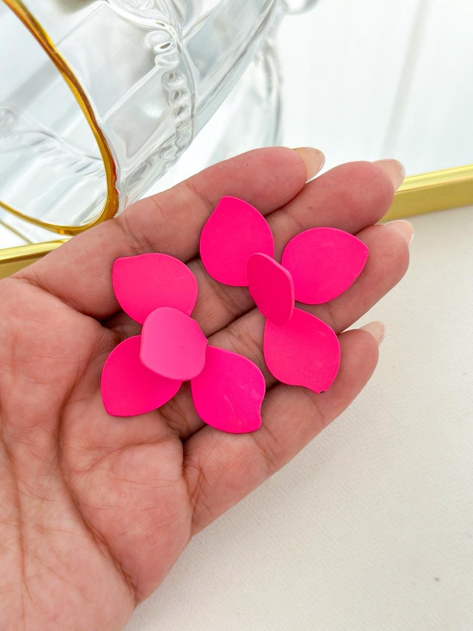 Brinco Flor Colorido Verão Rosa