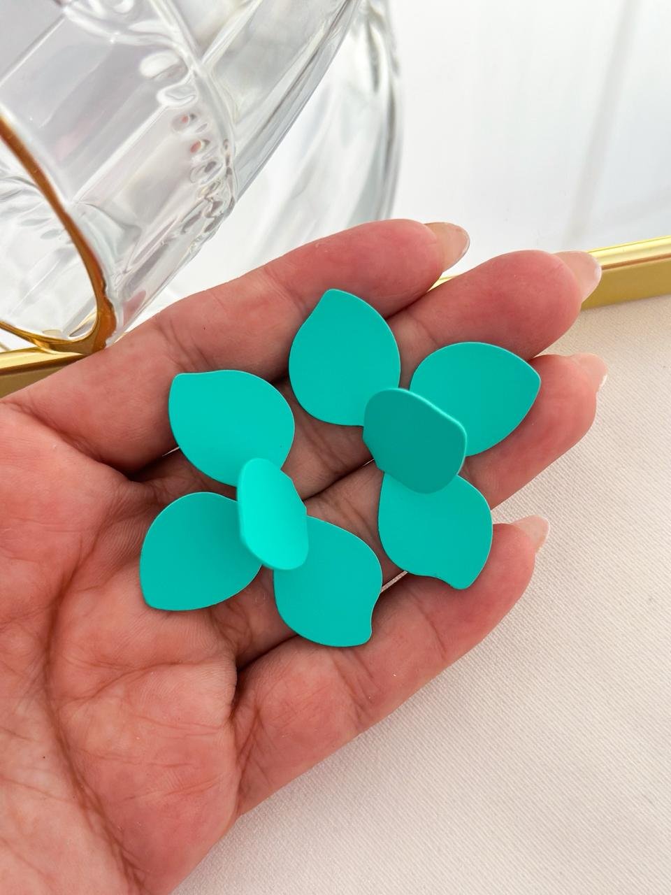 Brinco Flor Colorido Verão Verde Tiffany