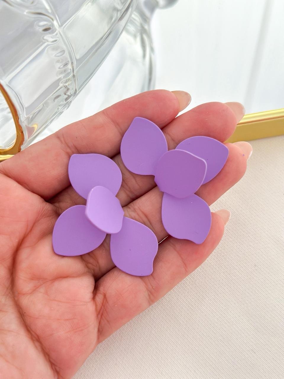 Brinco Flor Colorido Verão Lilás