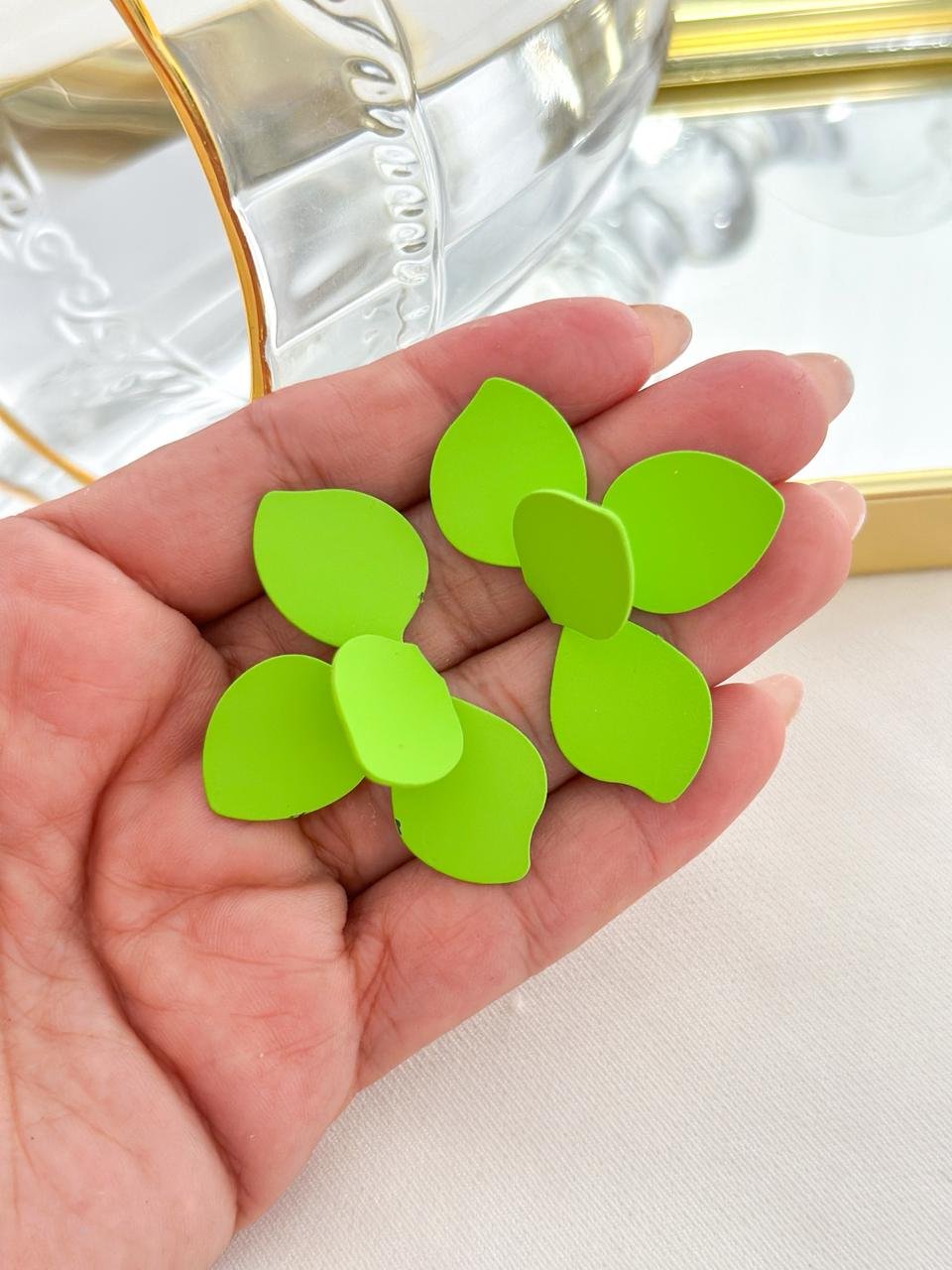 Brinco Flor Colorido Verão Verde Limão