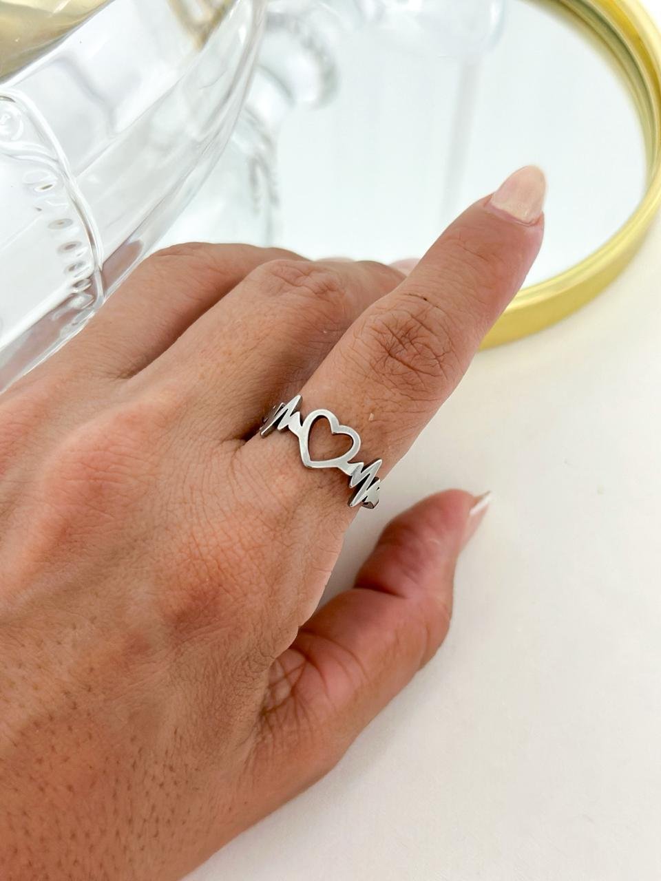 Anel Aço Inox Batimentos Prata