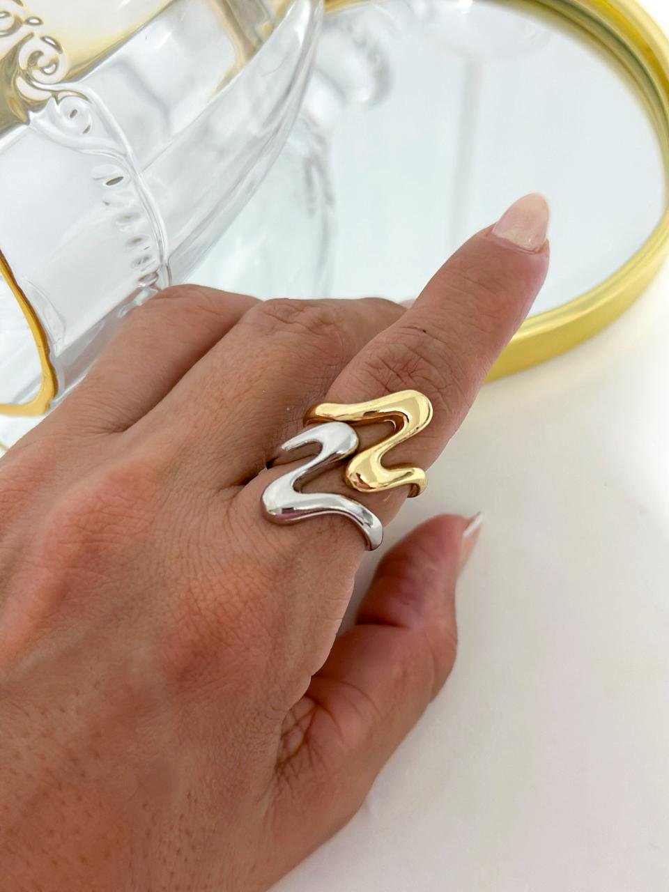 Anel Folheado Gota 2 Banhos 