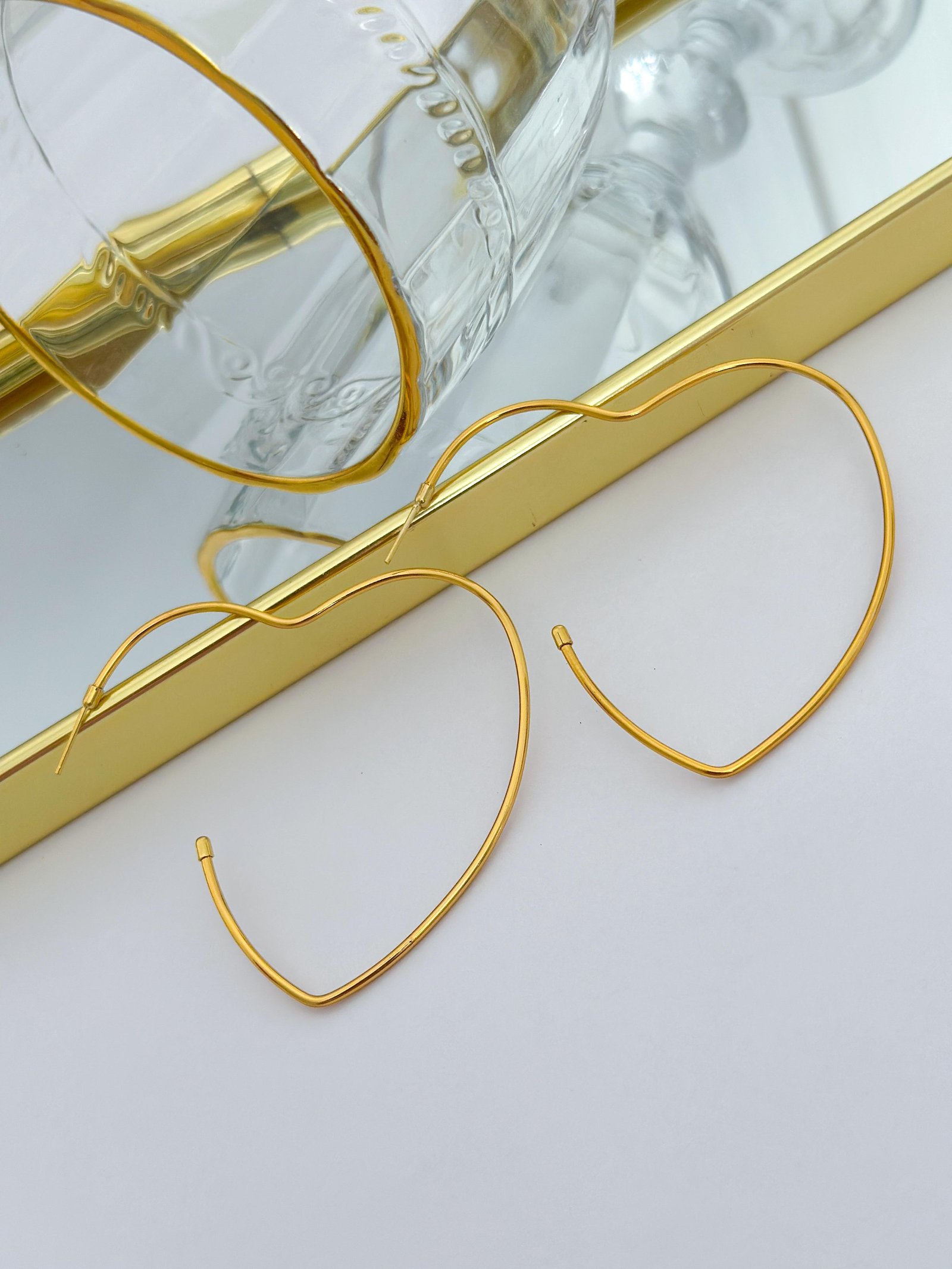 Argola Folheada Coração G Dourada 